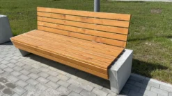 Casa Padrino Parkbank - Stadtbank mit Rückenlehne Naturfarben / Grau 200 cm
