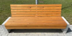 Casa Padrino Parkbank - Stadtbank mit Rückenlehne Naturfarben / Grau 200 cm