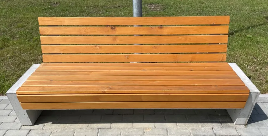 Casa Padrino Parkbank - Stadtbank mit Rückenlehne Naturfarben / Grau 200 cm