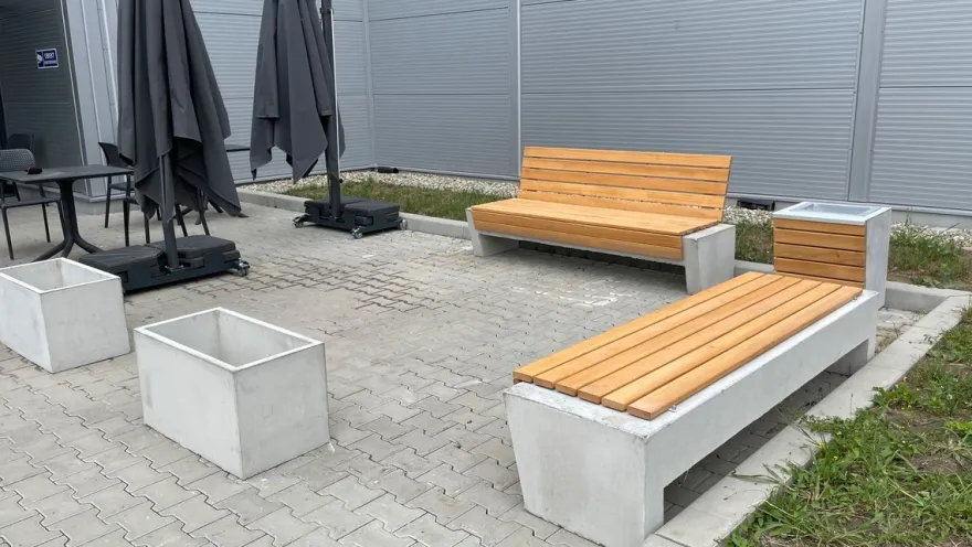 Casa Padrino Parkbank - Stadtbank mit Rückenlehne Naturfarben / Grau 200 cm