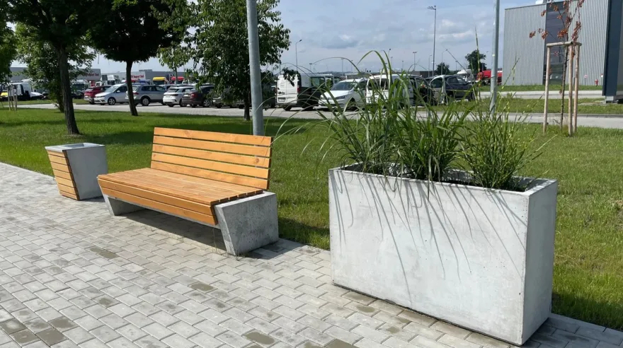 Casa Padrino Parkbank - Stadtbank mit Rückenlehne Naturfarben / Grau 200 cm