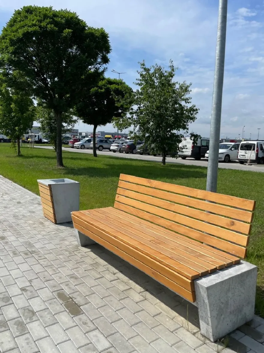 Casa Padrino Parkbank - Stadtbank mit Rückenlehne Naturfarben / Grau 200 cm