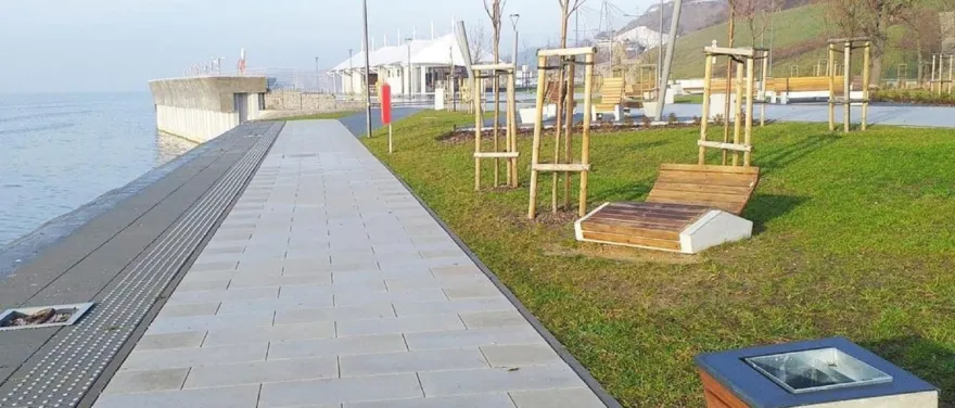 Casa Padrino Parkliege - Gartenliege Naturfarben / Grau 120 cm - Outdoor & Park Möbel