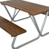 Casa Padrino Picknicktisch mit integrierten Sitzbänken Dunkelbraun / Silber 180 cm - Picknick Möbel