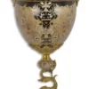 Casa Padrino Porzellan Deko Vase mit Deckel Beige / Schwarz / Messingfarben 33,5 x 25 x H. 84,3 cm - Deko Accessoires im orientalischen Stil