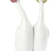 Casa Padrino Porzellan Gänse Skulptur Handbemalt in Rot / Gelb - 11 x H. 21 cm