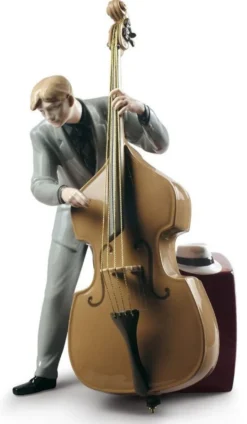 Casa Padrino Porzellan Skulptur Jazz Bassist Figur Musikant mehrfarbig 20 x H. 35 cm