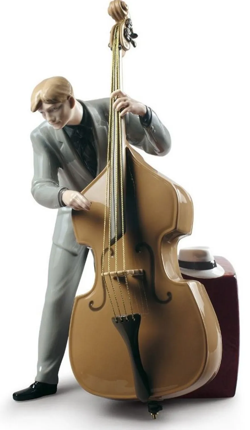 Casa Padrino Porzellan Skulptur Jazz Bassist Figur Musikant mehrfarbig 20 x H. 35 cm