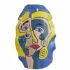 Casa Padrino Porzellan Vase Blau / Bunt H. 47,2 cm - Handbemalte Deko Blumenvase mit abstraktem Motiv