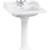 Casa Padrino Porzellan Waschbecken mit Sockel im Jugendstil Design - Weiß, 65 x 57,5 x H. 95 cm