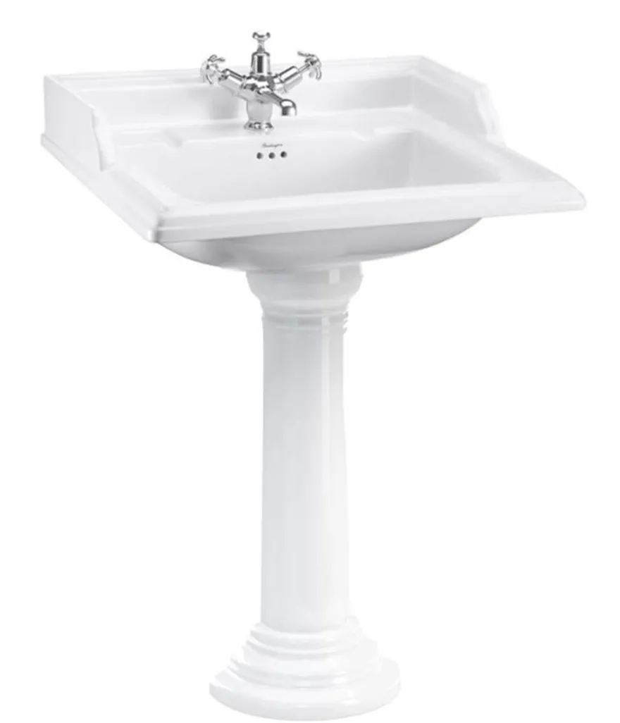 Casa Padrino Porzellan Waschbecken mit Sockel im Jugendstil Design - Weiß, 65 x 57,5 x H. 95 cm