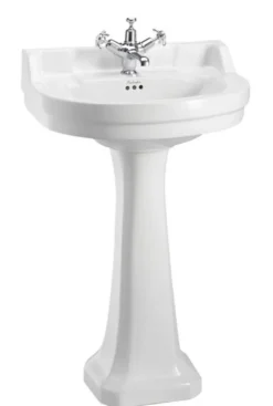Casa Padrino Porzellan Waschbecken mit Sockel Jugendstil Design Weiß 56 x 47 x H. 96 cm