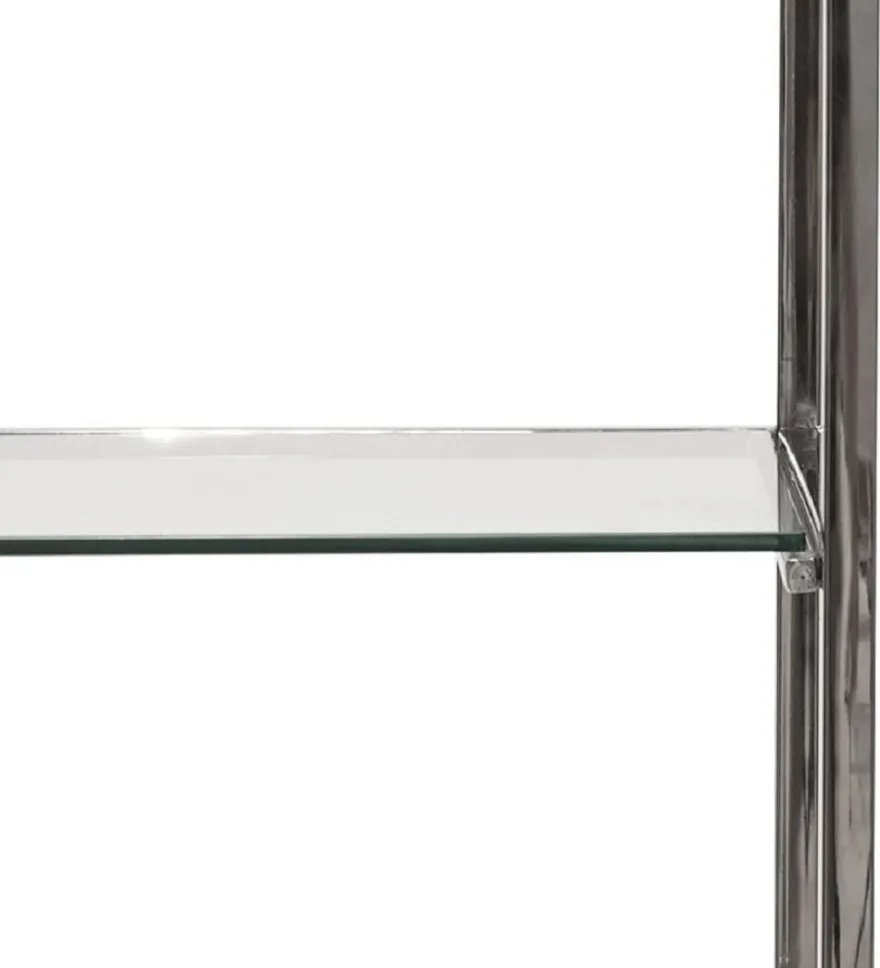 Casa Padrino Regalschrank mit Leiter Silber / Schwarz 220 x 45 x H. 240 cm - Bücherschrank - Wohnzimmer Schrank - Büro Schrank - Wohnzimmer Möbel - Büro Möbel - Luxus Möbel