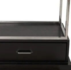 Casa Padrino Regalschrank mit Leiter Silber / Schwarz 220 x 45 x H. 240 cm - Bücherschrank - Wohnzimmer Schrank - Büro Schrank - Wohnzimmer Möbel - Büro Möbel - Luxus Möbel