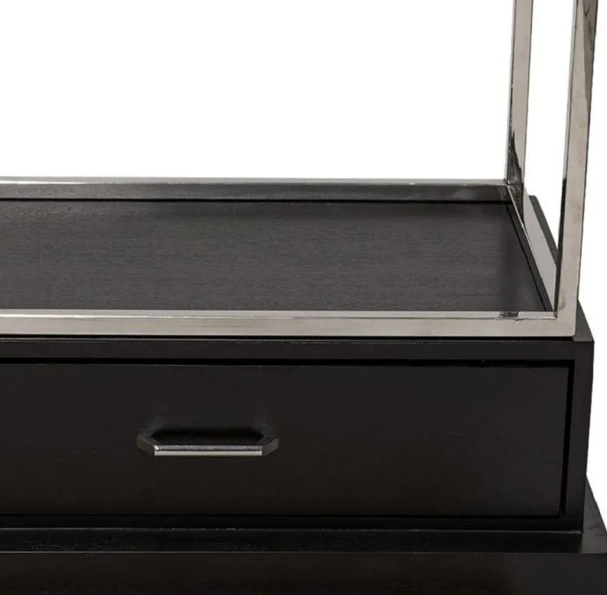 Casa Padrino Regalschrank mit Leiter Silber / Schwarz 220 x 45 x H. 240 cm - Bücherschrank - Wohnzimmer Schrank - Büro Schrank - Wohnzimmer Möbel - Büro Möbel - Luxus Möbel