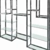 Casa Padrino Regalschrank mit Glasregalen Silber 220 x 40 x H. 220 cm - Bücherschrank - Wohnzimmer Schrank - Büro Schrank - Wohnzimmer Möbel - Büro Möbel - Luxus Möbel