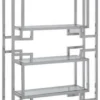 Casa Padrino Regalschrank mit Glasregalen Silber 100 x 30 x H. 180 cm - Bücherschrank - Wohnzimmer Schrank - Büro Schrank - Wohnzimmer Möbel - Büro Möbel - Luxus Möbel