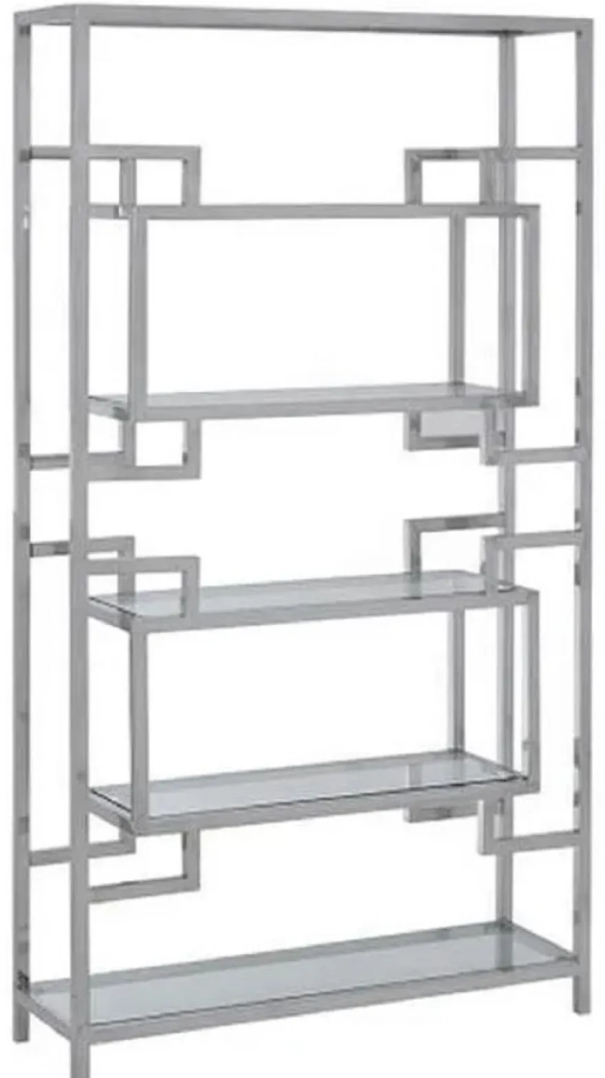 Casa Padrino Regalschrank mit Glasregalen Silber 100 x 30 x H. 180 cm - Bücherschrank - Wohnzimmer Schrank - Büro Schrank - Wohnzimmer Möbel - Büro Möbel - Luxus Möbel