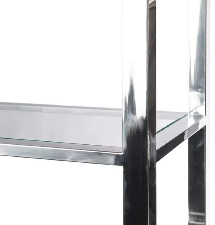 Casa Padrino Regalschrank mit Leiter Schwarz / Silber 219 x 43 x H. 240 cm - Bücherschrank - Wohnzimmer Schrank - Büro Schrank - Wohnzimmer Möbel - Büro Möbel - Luxus Möbel