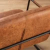 Casa Padrino Retro Lounge Sessel Vintage Hellbraun / Schwarz 71 x 72 x H. 79 cm - Kunstleder Sessel mit Metallgestell - Wohnzimmer Möbel