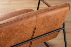 Casa Padrino Retro Lounge Sessel Vintage Hellbraun / Schwarz 71 x 72 x H. 79 cm - Kunstleder Sessel mit Metallgestell - Wohnzimmer Möbel