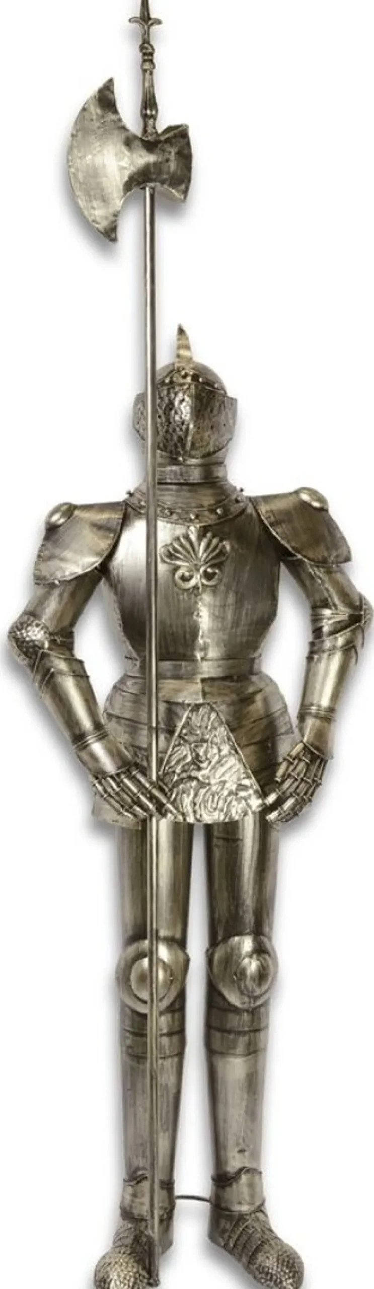 Casa Padrino Ritterrüstung mit Lanze Antik Silber H. 213 cm - Mittelalter Deko Eisen Rüstung