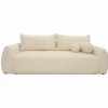 Casa Padrino Schlafsofa Creme 250 cm - Ausklappbares Wohnzimmer Sofa mit Kissen