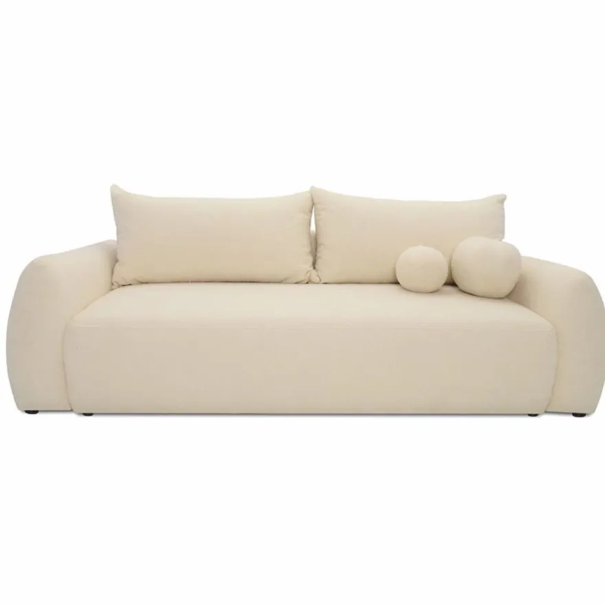 Casa Padrino Schlafsofa Creme 250 cm - Ausklappbares Wohnzimmer Sofa mit Kissen