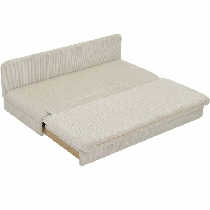 Casa Padrino Schlafsofa Hellbeige 190 cm - Ausklappbares Wohnzimmer Sofa