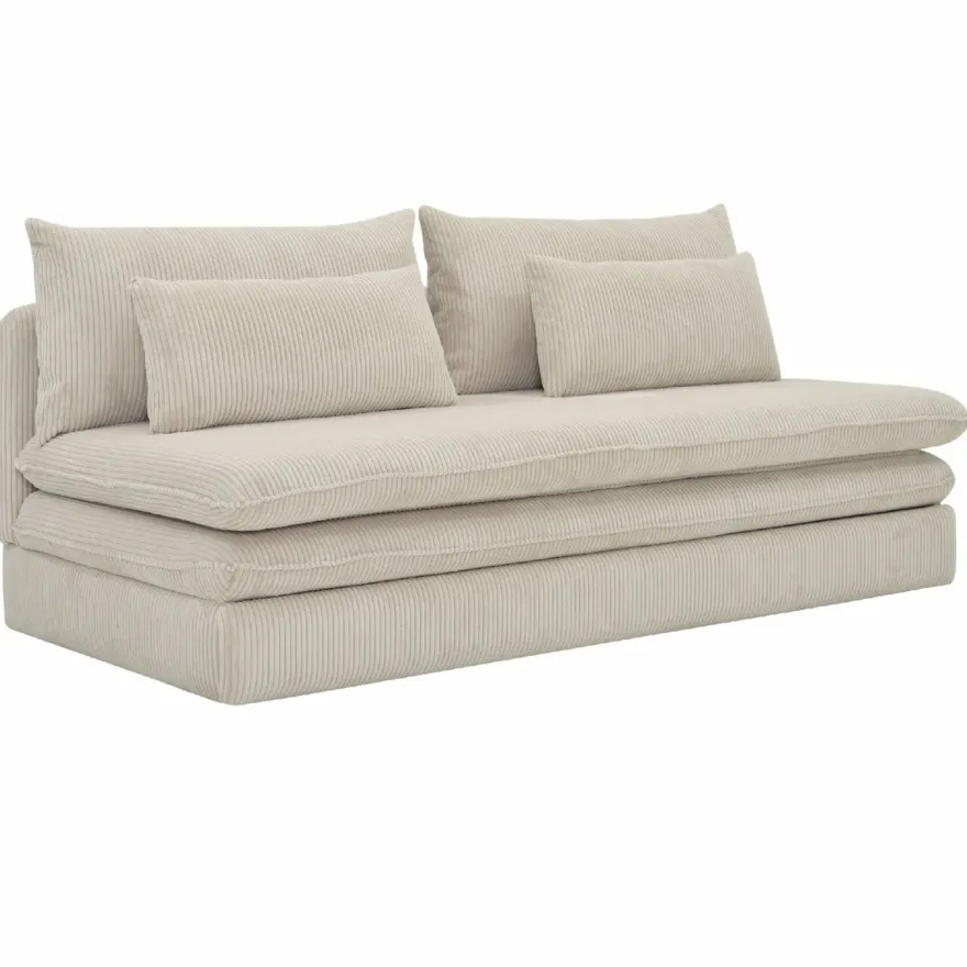Casa Padrino Schlafsofa Hellbeige 190 cm - Ausklappbares Wohnzimmer Sofa