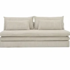 Casa Padrino Schlafsofa Hellbeige 190 cm - Ausklappbares Wohnzimmer Sofa
