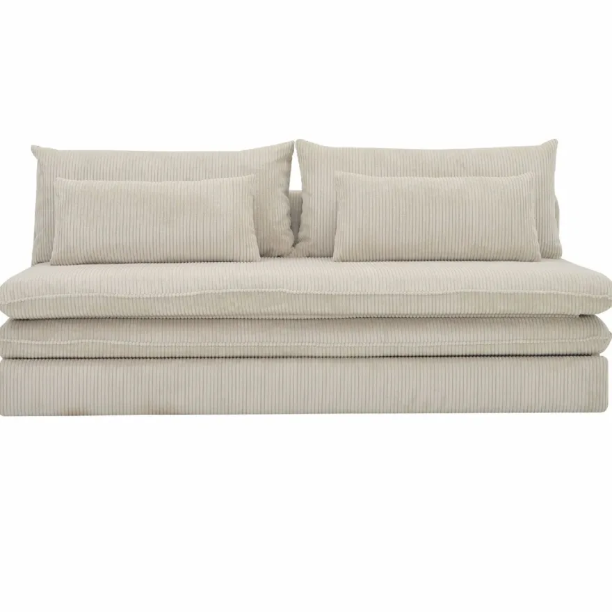 Casa Padrino Schlafsofa Hellbeige 190 cm - Ausklappbares Wohnzimmer Sofa