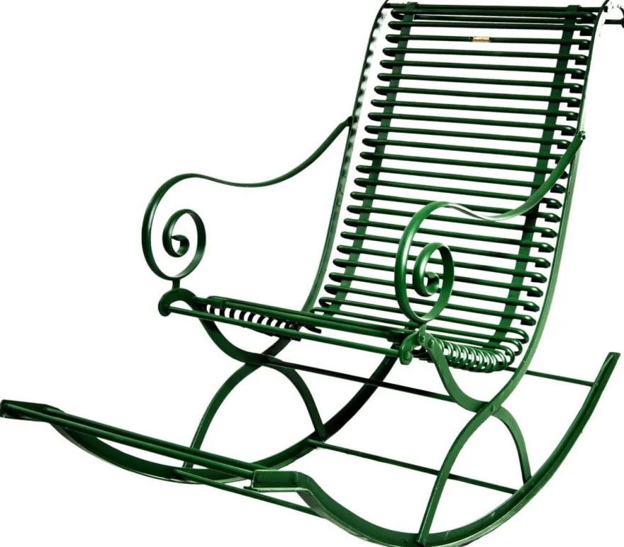 Casa Padrino Schmiedeeisen Garten Schaukelstuhl 55 x 150 cm - verschiedene Farben - Handgefertigte Gartenmöbel