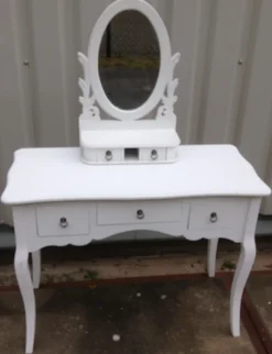 Casa Padrino Schminktisch Paris im Shabby Chic Landhaus Stil, Weiss Antik-Look, B 99 x T 45 x H 136 cm