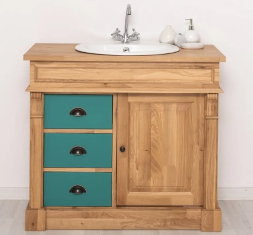 Casa Padrino Schrank im Landhausstil mit 1 Tür und 3 Schubladen, 103 x 51 x 91 cm