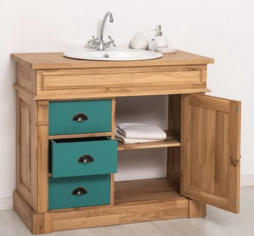 Casa Padrino Schrank im Landhausstil mit 1 Tür und 3 Schubladen, 103 x 51 x 91 cm