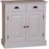 Casa Padrino Schrank im Landhausstil mit 2 Türen, 2 Schubladen und Eichenholzplatte, 85 x 35 x 85 cm