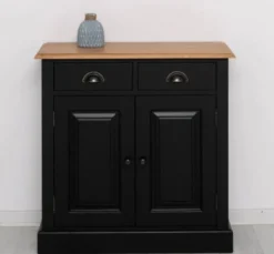 Casa Padrino Schrank im Landhausstil mit 2 Türen, 2 Schubladen und Eichenholzplatte, 85 x 35 x 85 cm