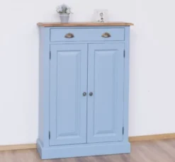 Casa Padrino Schrank im Landhausstil mit 2 Türen, 1 Schublade und Eichenholzplatte, 85 x 35 x 120 cm