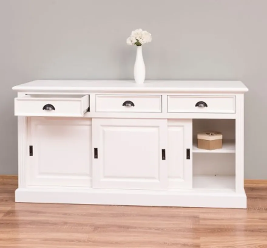 Casa Padrino Schrank im Landhausstil mit 3 Schiebetüren und 3 Schubladen, 176 x 49 x 88 cm