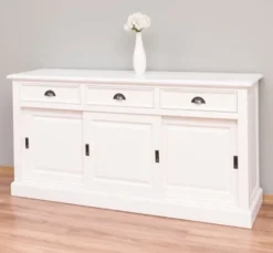 Casa Padrino Schrank im Landhausstil mit 3 Schiebetüren und 3 Schubladen, 176 x 49 x 88 cm