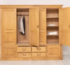 Casa Padrino Schrank im Landhausstil Antikbraun gewachst mit 4 Türen und 4 Schubladen, 232 x 59 x 197 cm