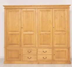 Casa Padrino Schrank im Landhausstil Antikbraun gewachst mit 4 Türen und 4 Schubladen, 232 x 59 x 197 cm