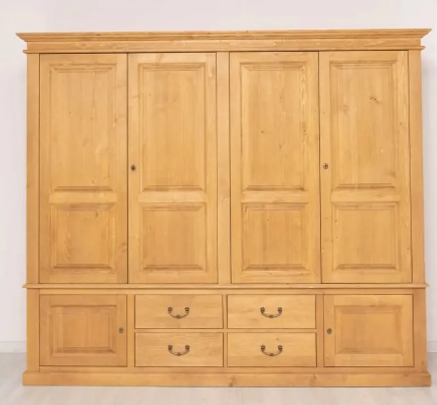 Casa Padrino Schrank im Landhausstil Antikbraun gewachst mit 4 Türen und 4 Schubladen, 232 x 59 x 197 cm