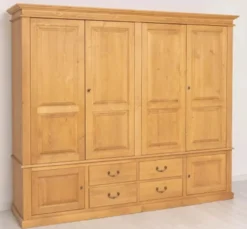 Casa Padrino Schrank im Landhausstil Antikbraun gewachst mit 4 Türen und 4 Schubladen, 232 x 59 x 197 cm