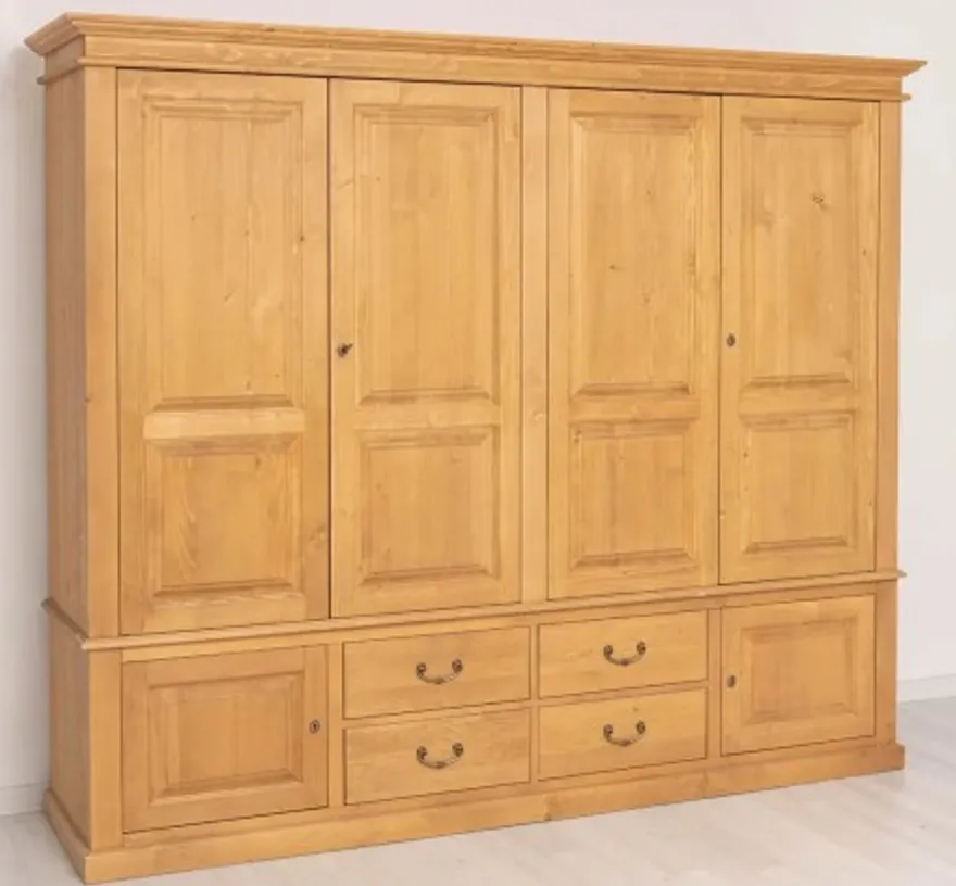 Casa Padrino Schrank im Landhausstil Antikbraun gewachst mit 4 Türen und 4 Schubladen, 232 x 59 x 197 cm