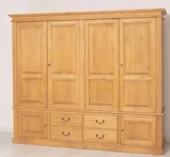 Casa Padrino Schrank im Landhausstil Antikbraun gewachst mit 4 Türen und 4 Schubladen, 232 x 59 x 197 cm
