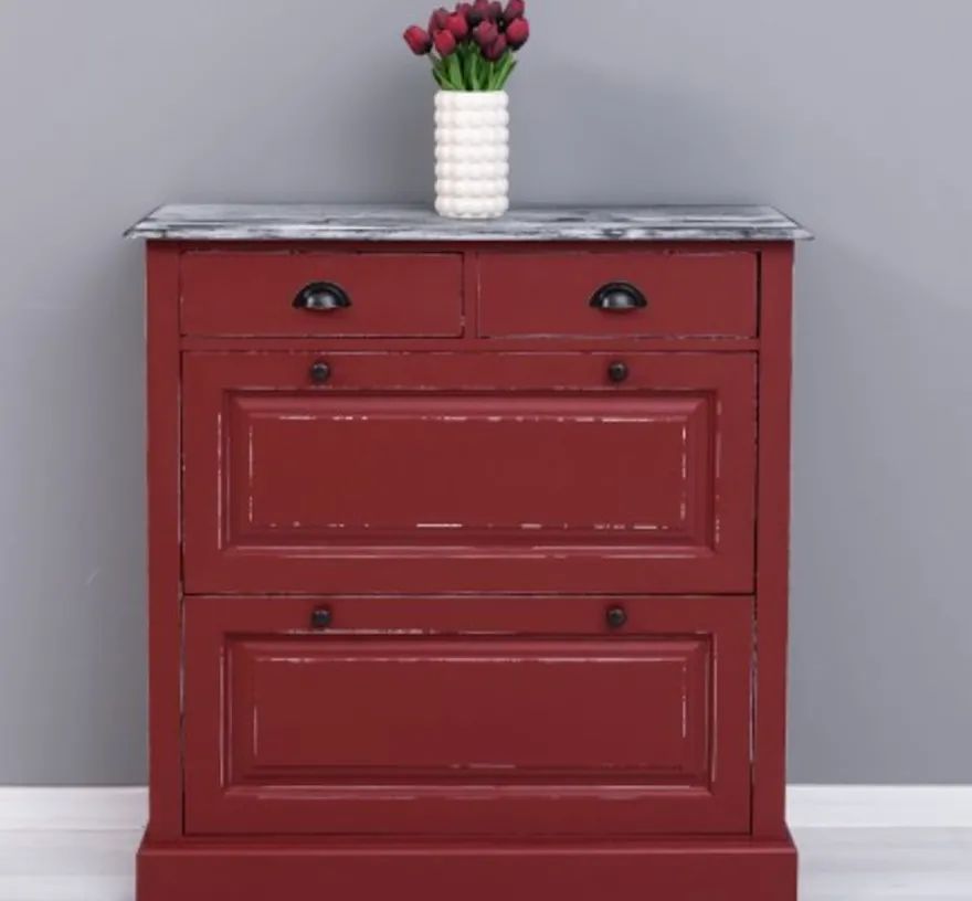 Casa Padrino Schuhschrank im Landhausstil mit 2 Türen und 2 Schubladen, 103 x 35 x 105 cm