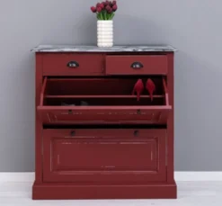 Casa Padrino Schuhschrank im Landhausstil mit 2 Türen und 2 Schubladen, 103 x 35 x 105 cm