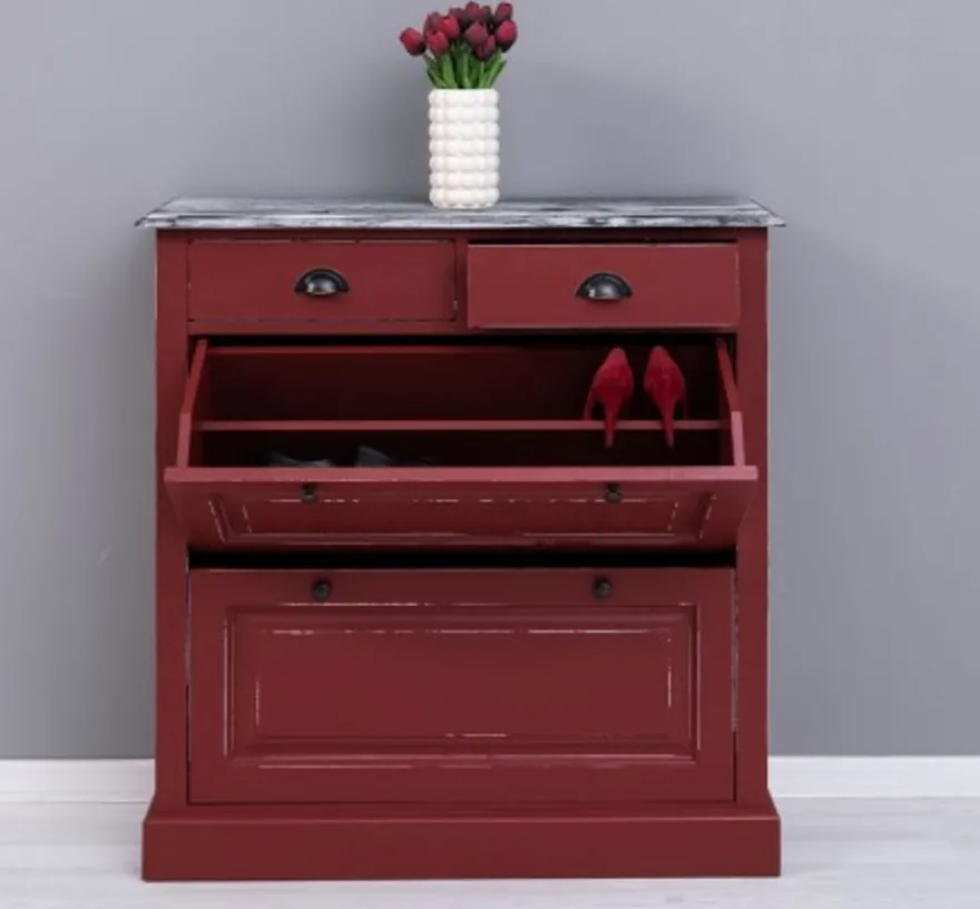 Casa Padrino Schuhschrank im Landhausstil mit 2 Türen und 2 Schubladen, 103 x 35 x 105 cm